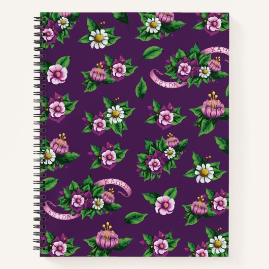 Frida Kahlo | Purlpe Floral Bouquet Pattern Notitieboek (Voorkant)