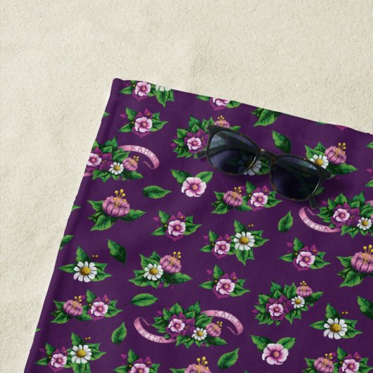 Frida Kahlo | Purlpe Floral Bouquet Pattern Strandlaken (In situ)