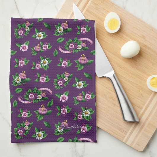 Frida Kahlo | Purlpe Floral Bouquet Pattern Theedoek (Quarter Fold)