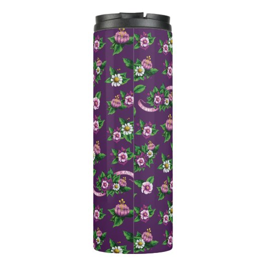 Frida Kahlo | Purlpe Floral Bouquet Pattern Thermosbeker (Achterkant)