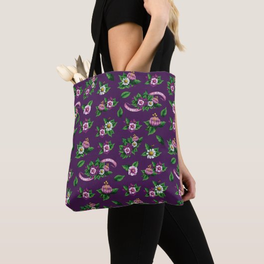 Frida Kahlo | Purlpe Floral Bouquet Pattern Tote Bag (Dichtbij)