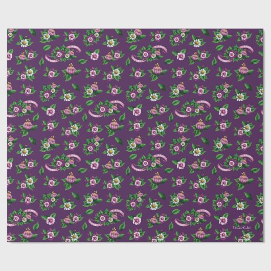 Frida Kahlo | Purple Floral Bouquet Pattern Cadeaupapier (Vlak)
