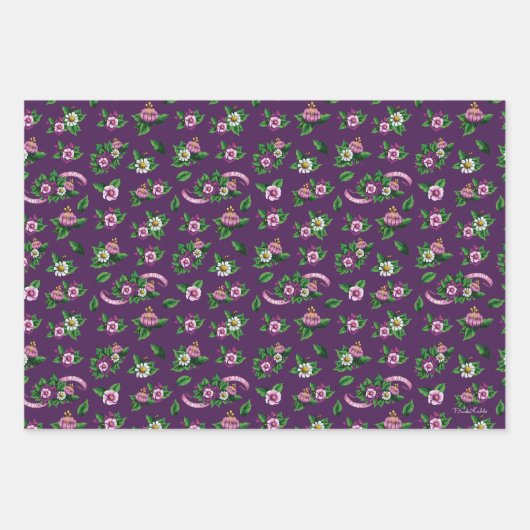 Frida Kahlo | Purple Floral Bouquet Pattern Inpakpapier Vel (Voorkant)