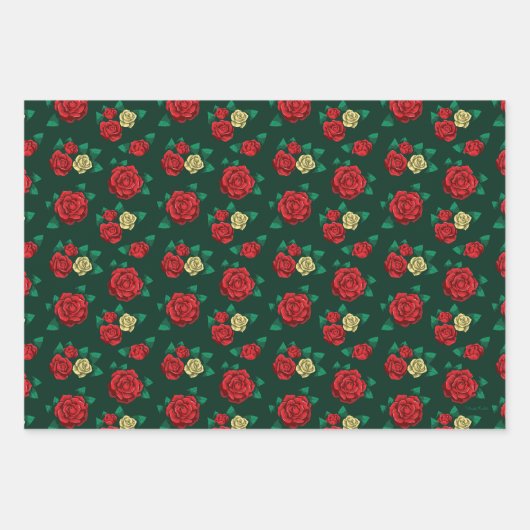 Frida Kahlo | Red and Gold Rose Pattern Inpakpapier Vel (Voorkant 3)