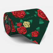 Frida Kahlo | Red and Gold Rose Pattern Stropdas (Opgerold)