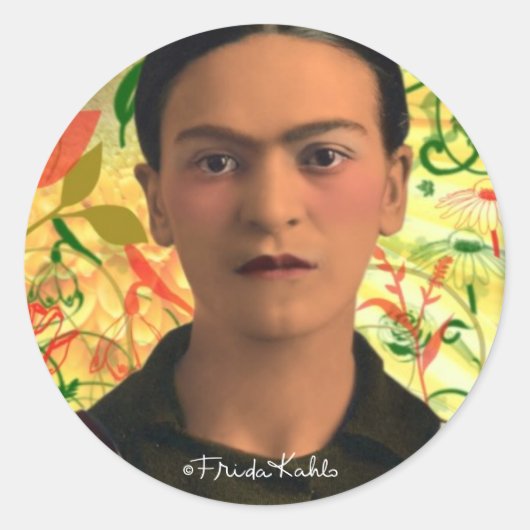 Frida Kahlo Reflejando Ronde Sticker (Voorkant)
