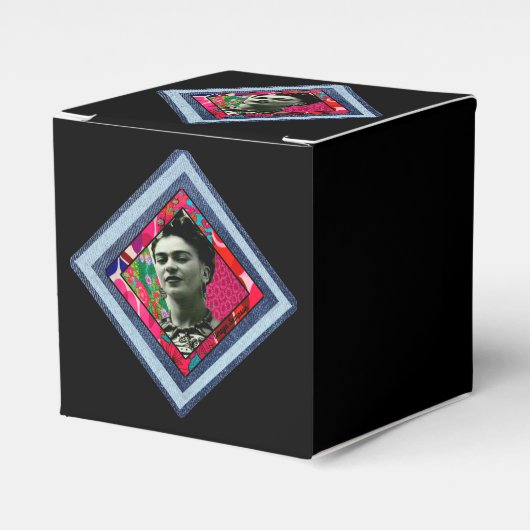 Frida Kahlo Retro Denim Diamond Bedankdoosjes (Voorkant Zijde)