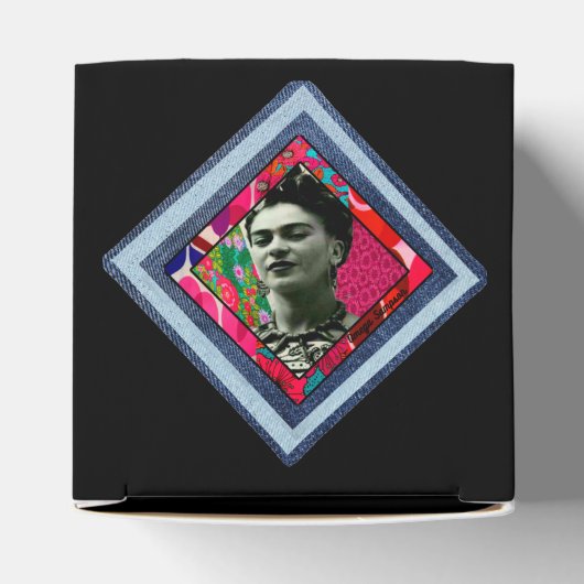 Frida Kahlo Retro Denim Diamond Bedankdoosjes (Bovenkant)
