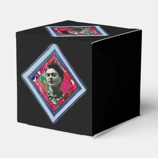 Frida Kahlo Retro Denim Diamond Bedankdoosjes (Achterkant)