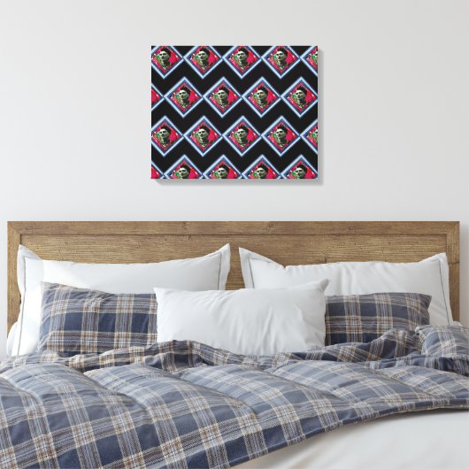 Frida Kahlo Retro Denim Diamond Canvas Afdruk (Insitu (Slaapkamer))