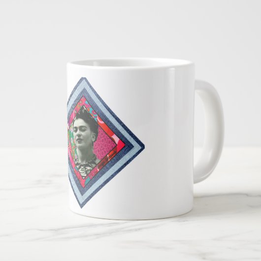 Frida Kahlo Retro Denim Diamond Grote Koffiekop (Voorkant rechts)