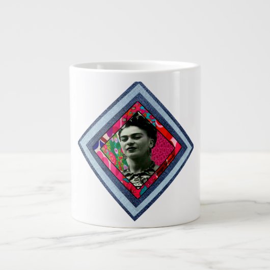 Frida Kahlo Retro Denim Diamond Grote Koffiekop (Voorkant)
