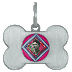 Frida Kahlo Retro Denim Diamond Huisdieren Naamplaatje