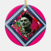 Frida Kahlo Retro Denim Diamond Keramisch Ornament (Voorkant)