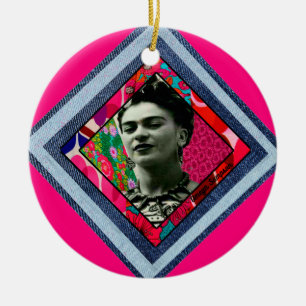 Frida Kahlo Retro Denim Diamond Keramisch Ornament