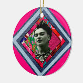 Frida Kahlo Retro Denim Diamond Keramisch Ornament (Links)