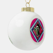 Frida Kahlo Retro Denim Diamond Keramische Bal Ornament (Links)