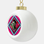 Frida Kahlo Retro Denim Diamond Keramische Bal Ornament (Rechts)