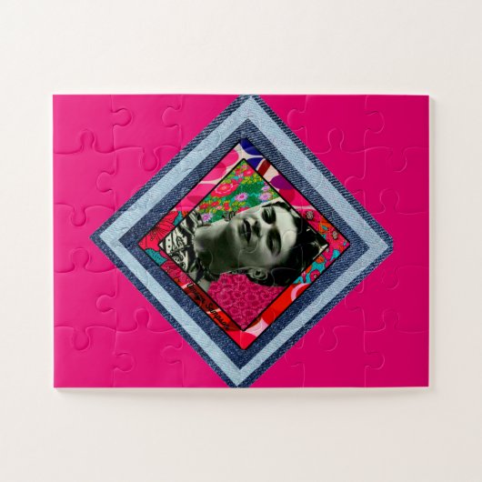 Frida Kahlo Retro Denim Diamond Legpuzzel (Horizontaal)