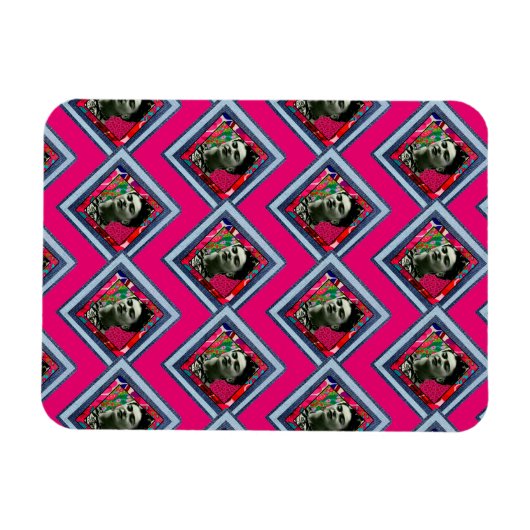 Frida Kahlo Retro Denim Diamond Magneet (Horizontaal)