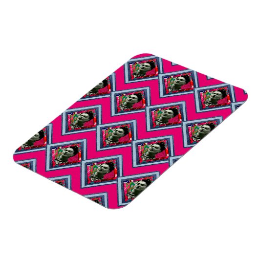 Frida Kahlo Retro Denim Diamond Magneet (Linkerzijde)