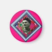 Frida Kahlo Retro Denim Diamond Magneet (Voorkant)