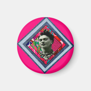 Frida Kahlo Retro Denim Diamond Magneet