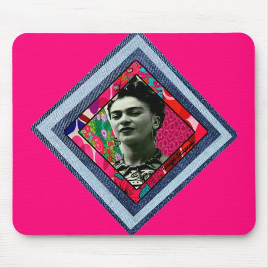 Frida Kahlo Retro Denim Diamond Muismat (Voorkant)