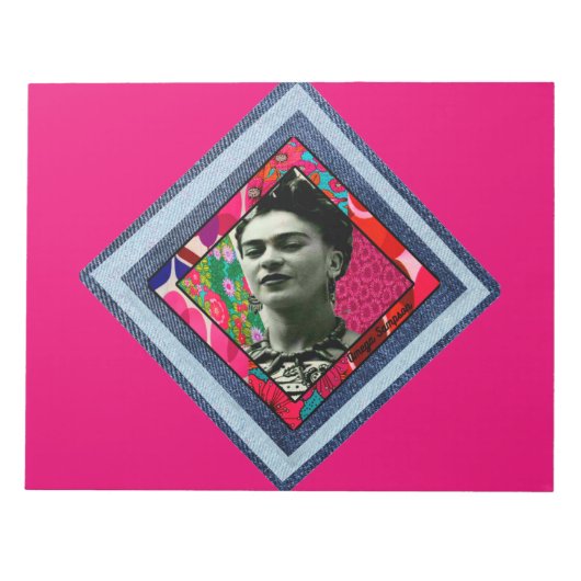 Frida Kahlo Retro Denim Diamond Notitieblok (Voorkant)