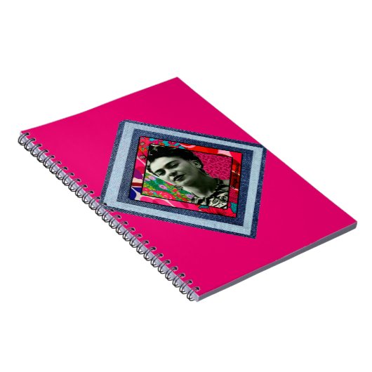 Frida Kahlo Retro Denim Diamond Notitieboek (Rechterzijde)