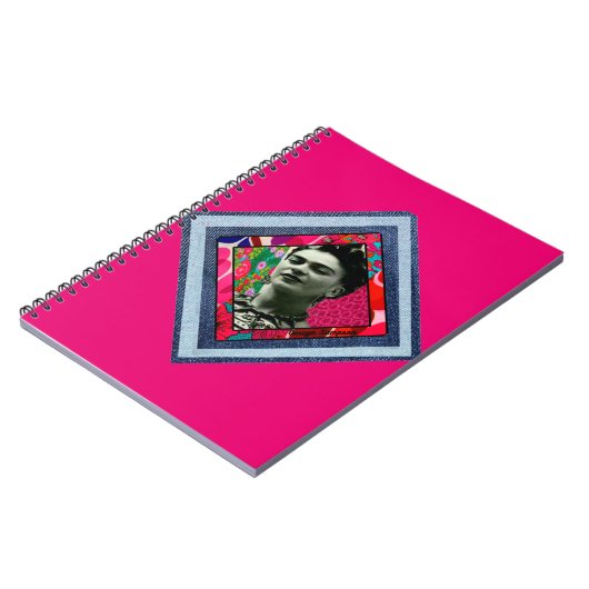 Frida Kahlo Retro Denim Diamond Notitieboek (Linkerzijde)