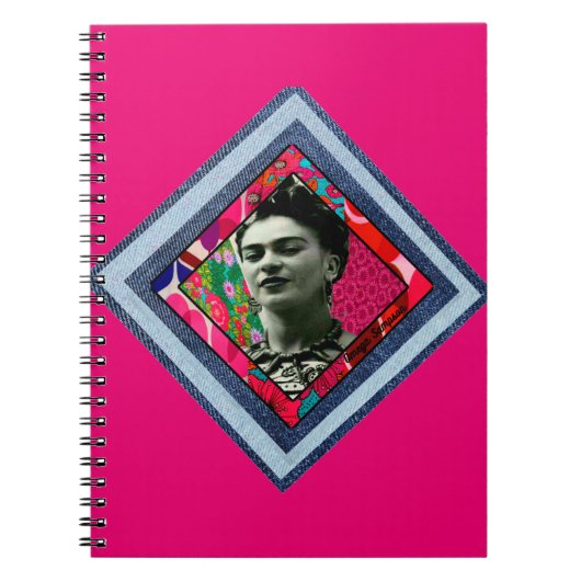 Frida Kahlo Retro Denim Diamond Notitieboek (Voorkant)