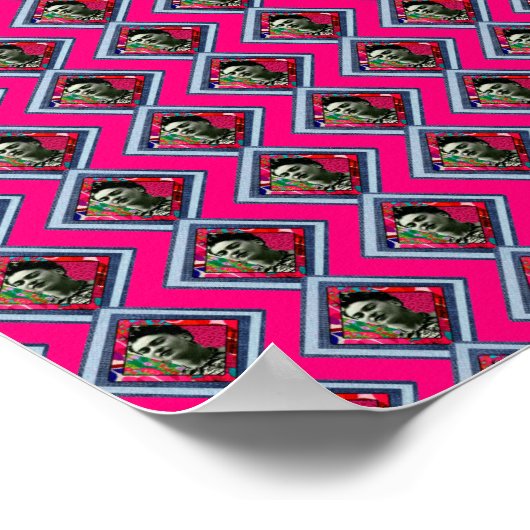 Frida Kahlo Retro Denim Diamond Poster (Hoek)