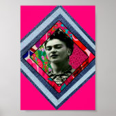 Frida Kahlo Retro Denim Diamond Poster (Voorkant)