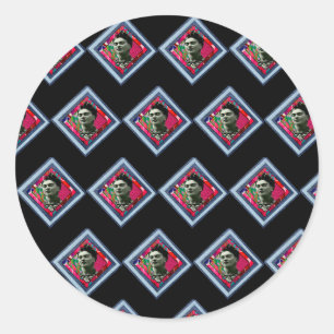 Frida Kahlo Retro Denim Diamond Ronde Sticker