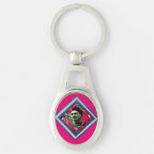 Frida Kahlo Retro Denim Diamond Sleutelhanger (Voorkant)