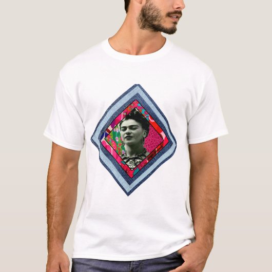 Frida Kahlo Retro Denim Diamond T-shirt (Voorkant)