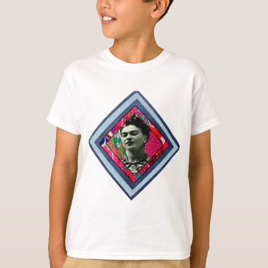 Frida Kahlo Retro Denim Diamond T-shirt (Voorkant)