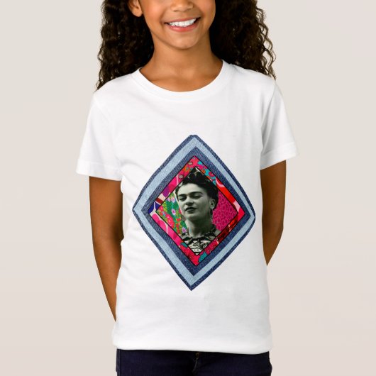 Frida Kahlo Retro Denim Diamond T-shirt (Voorkant)