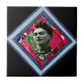 Frida Kahlo Retro Denim Diamond Tegeltje (Voorkant)