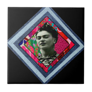 Frida Kahlo Retro Denim Diamond Tegeltje