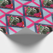 Frida Kahlo Retro Pink Denim Cadeaupapier (Hoek)