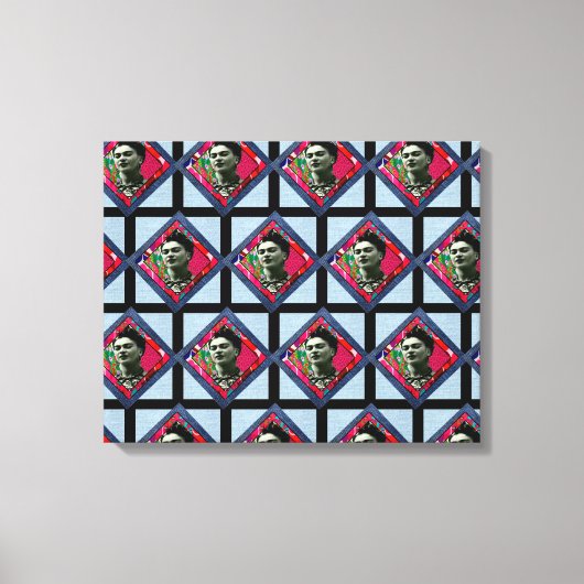 Frida Kahlo Retro Pink Denim Canvas Afdruk (Voorkant)