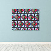 Frida Kahlo Retro Pink Denim Canvas Afdruk (Insitu (Houten vloer))