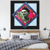 Frida Kahlo Retro Pink Denim Canvas Afdruk (Insitu (Slaapkamer))