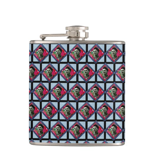 Frida Kahlo Retro Pink Denim Heupfles (Voorkant)