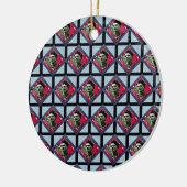 Frida Kahlo Retro Pink Denim Keramisch Ornament (Links)