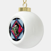 Frida Kahlo Retro Pink Denim Keramische Bal Ornament (Rechts)
