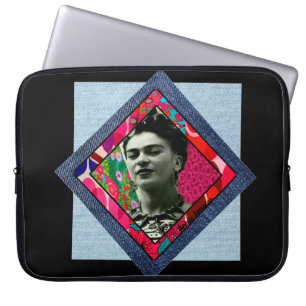 Frida Kahlo Retro Pink Denim Laptop Sleeve