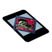 Frida Kahlo Retro Pink Denim Magneet (Rechterzijde)